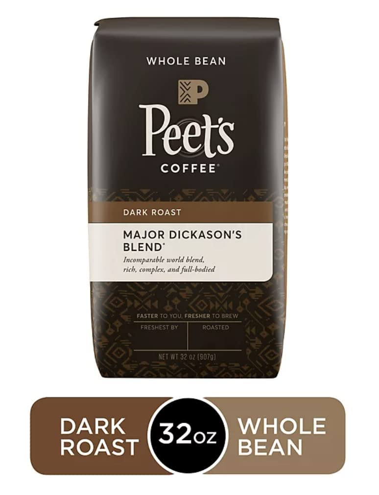 ''Peet's COFFEE, Major Dickason's Blend, Dark Roast, Whole Bean 32oz (2 Pack)''